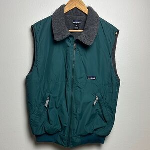 Patagonia 90s Shelled Synchilla Vest Dark Teal w/ Grey Fleece Lining Medium